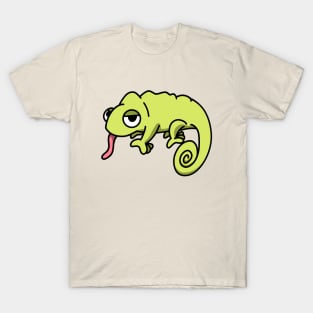 cute green chameleon cartoon drawing graphic T-Shirt